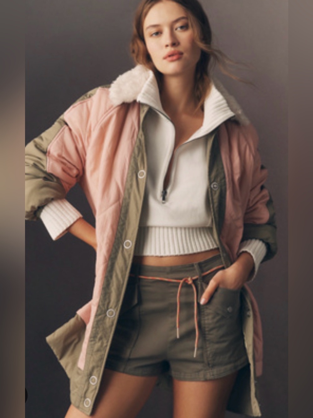 NWT Pilcro Sherpa Fleece Collar Quilted Liner Coat